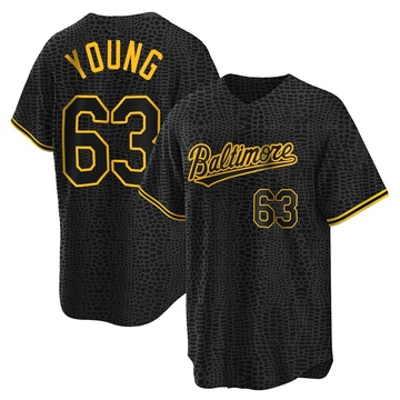 Men's Baltimore Orioles Brandon Young Black Snake Skin City Jersey - Replica