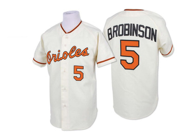 Men's Baltimore Orioles Brooks Robinson Cream Throwback Jersey - Authentic