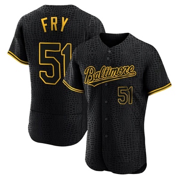 Men's Baltimore Orioles Paul Fry Black Snake Skin City Jersey - Authentic