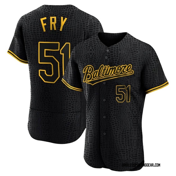 Men's Baltimore Orioles Paul Fry Black Snake Skin City Jersey - Authentic