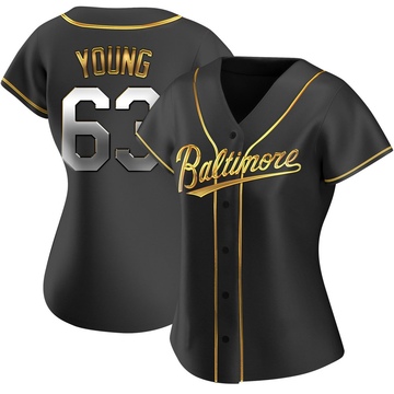 Women's Baltimore Orioles Brandon Young Black Golden Alternate Jersey - Replica