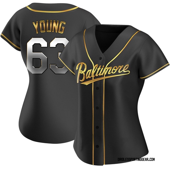 Women's Baltimore Orioles Brandon Young Black Golden Alternate Jersey - Replica