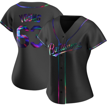 Women's Baltimore Orioles Brandon Young Black Holographic Alternate Jersey - Replica