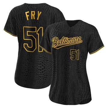 Women's Baltimore Orioles Paul Fry Black Snake Skin City Jersey - Replica