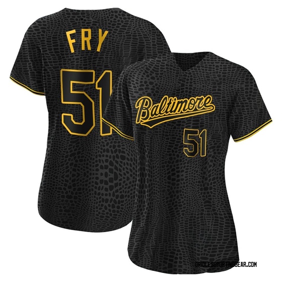 Women's Baltimore Orioles Paul Fry Black Snake Skin City Jersey - Replica