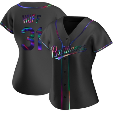 Women's Baltimore Orioles Sam Huff Black Holographic Alternate Jersey - Replica