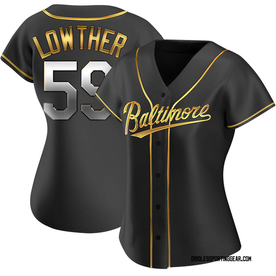 Women's Baltimore Orioles Zac Lowther Black Golden Alternate Jersey - Replica